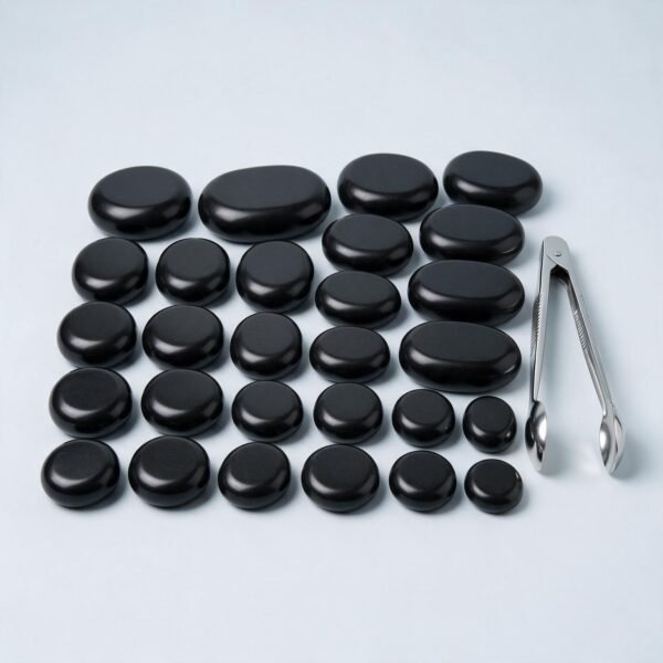 Hot-Stone-Massageset mit Zange